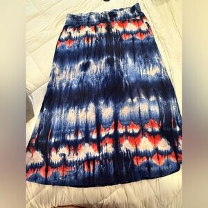 Karen Kane A-Line Skirt - Navy and Coral